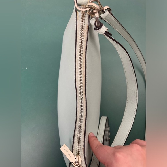 Kate Spade Staci Saffiano Leather Shoulder Bag Parchment Crystal Blue - Picture 12 of 16